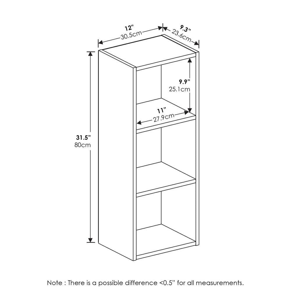 Furinno 3-Tier Easy Assembly Ultility Shelf Open Bookcase Dispaly Organizer,French Oak