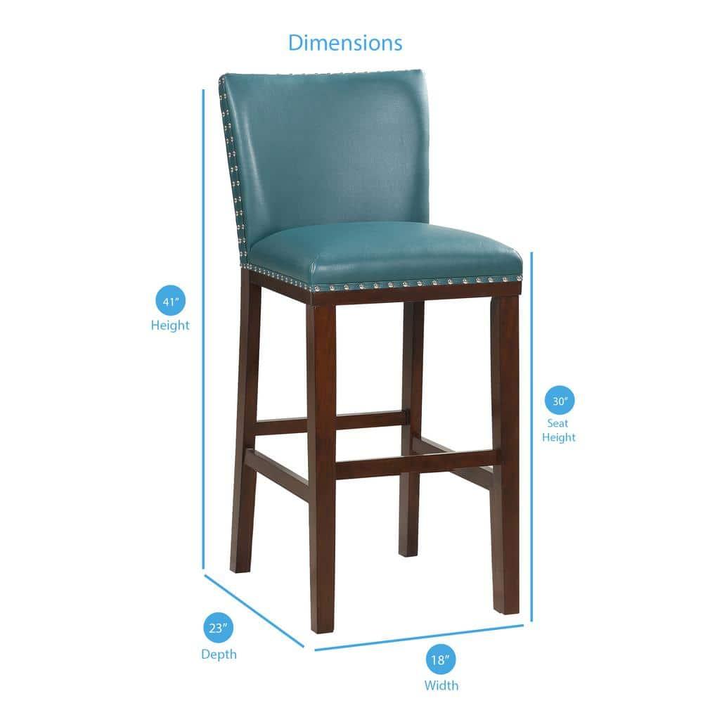 Steve Silver Tiffany Faux Leather 30" Bar Stool - Peacock-Espresso