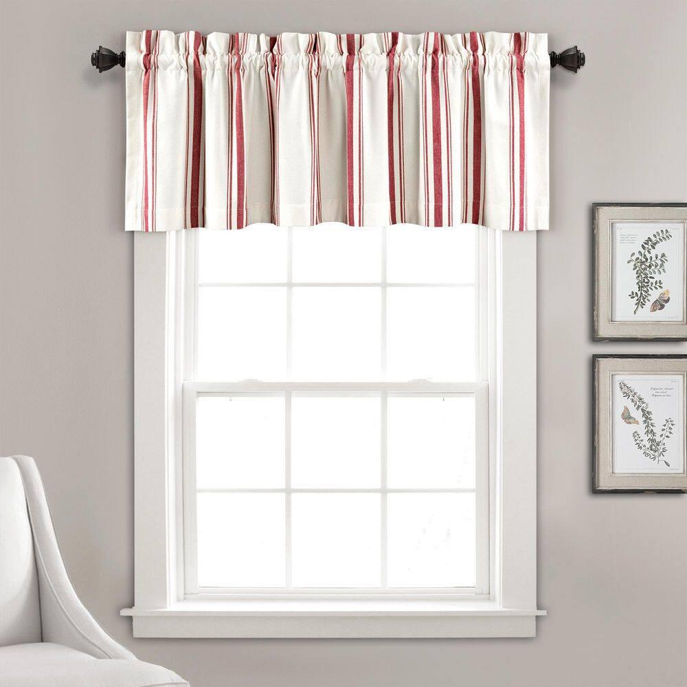 Lush Decor Farmhouse Stripe Striped Ruffled 52'' W Window Valance