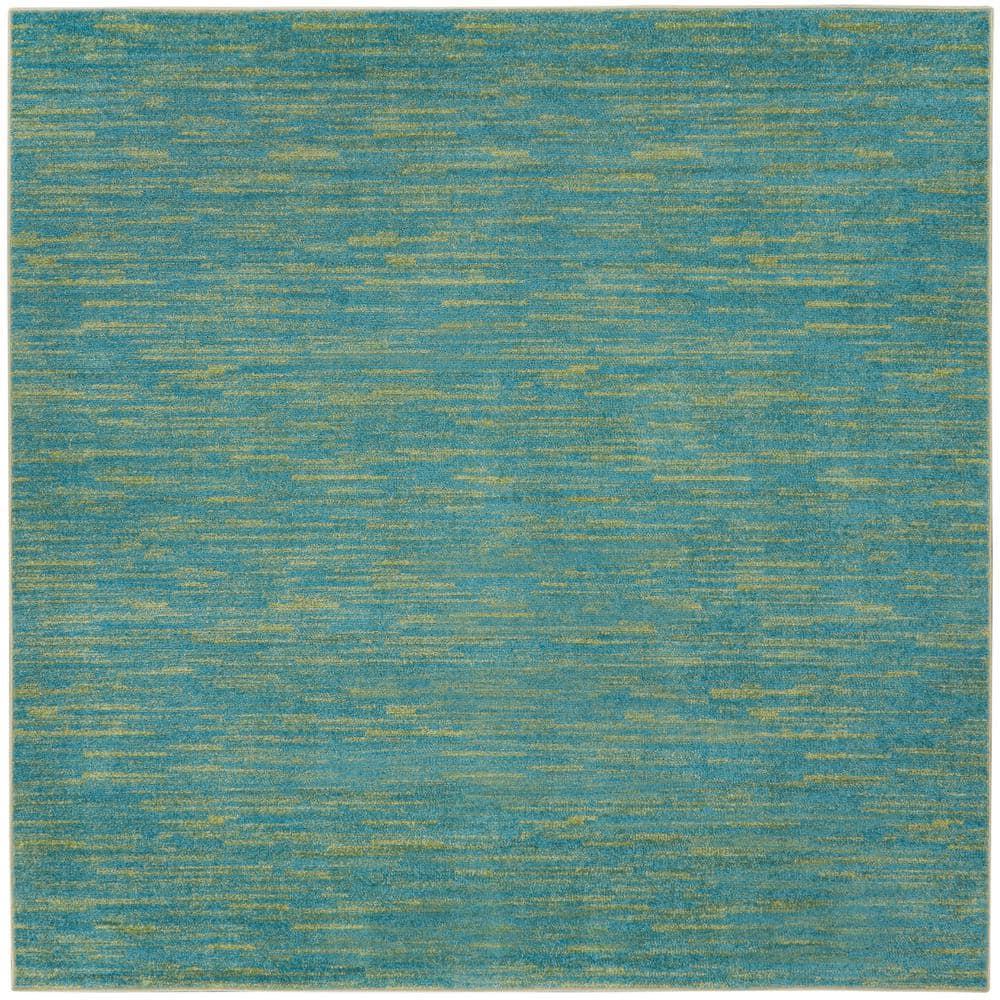 Nourison Nourison Essentials NRE01 Indoor/outdoor Area Rug - Blue Green 5' x square