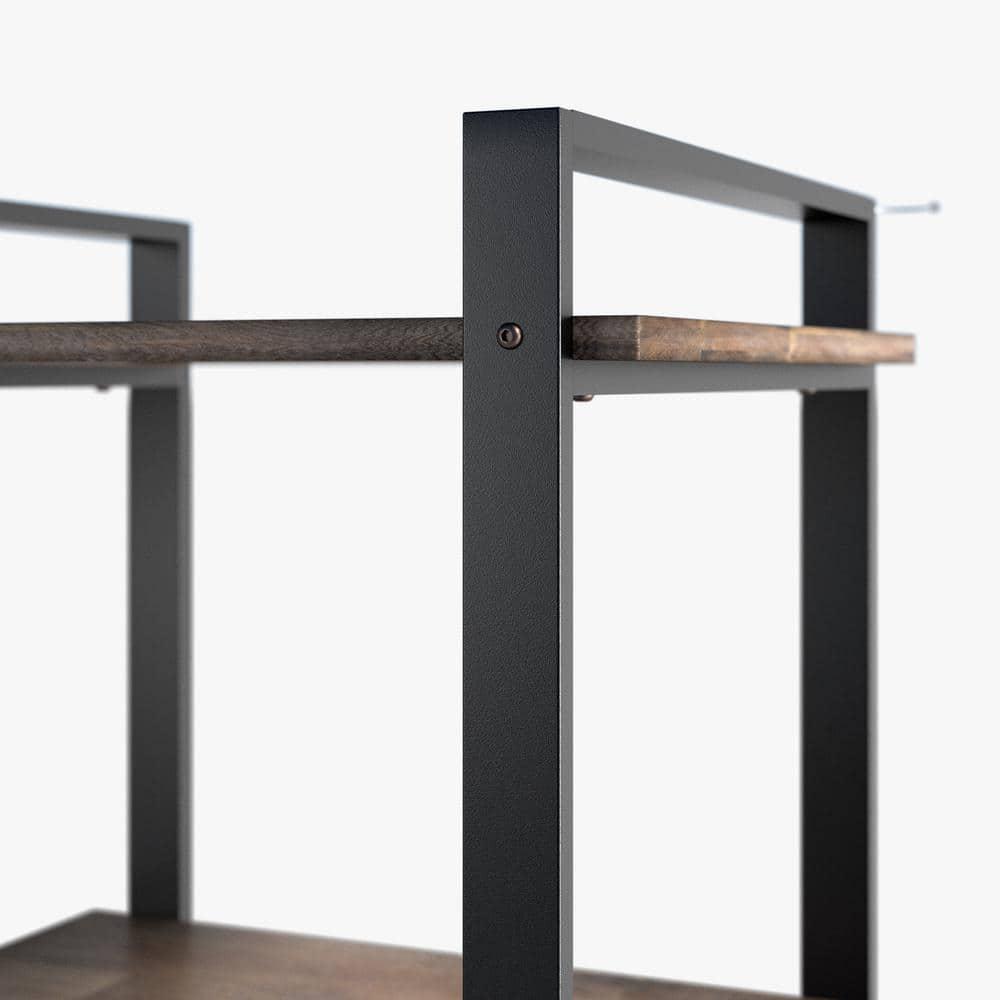 Zinus Brock 4-Shelf Etagere Bookcase with Hanging Storage, Acacia Wood and Metal Frame, Adult