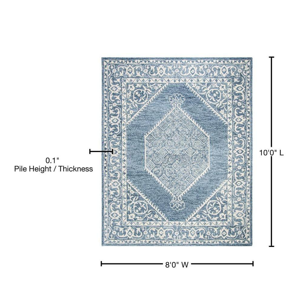 Ophelia & Co. Salerna Micro-Loop Hand Tufted Wool/Cotton Oriental Rug in Ivory/Blue