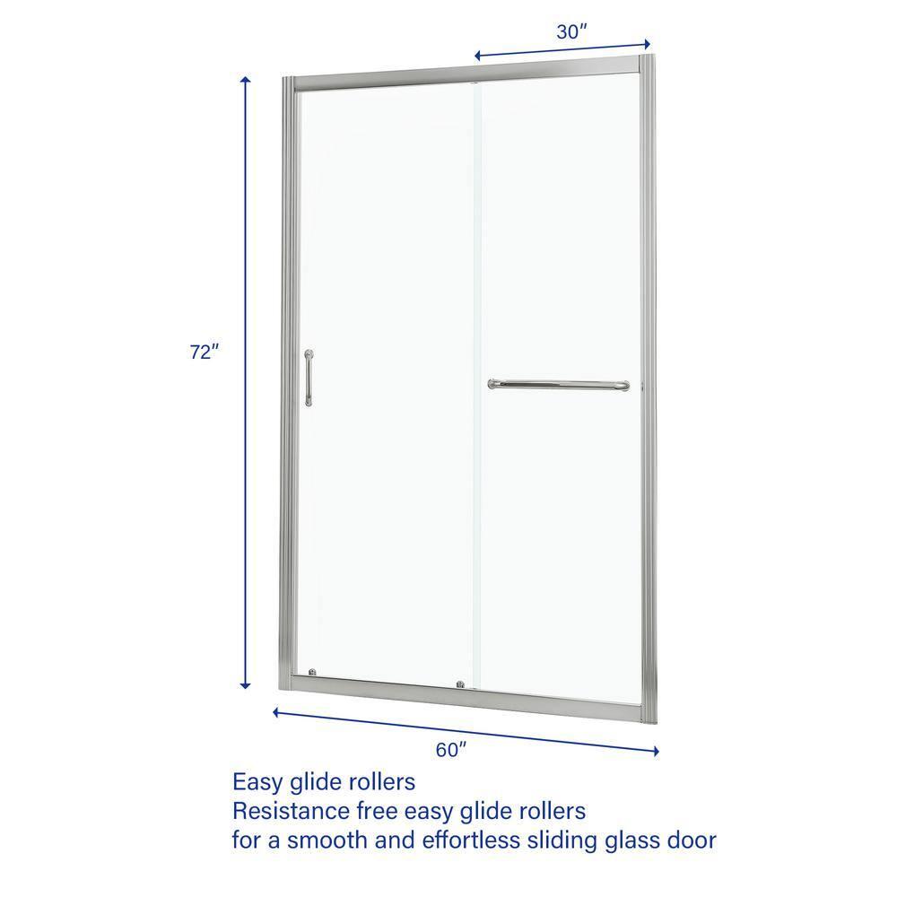 Mocoloo 60" W x 72" H Single Sliding Semi-Frameless Shower Door HMS-MOM-6A21-4-60SS