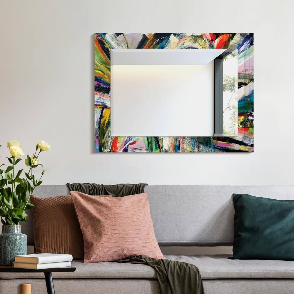 Empire Art Direct Rock Star Rectangular Beveled Mirror on Free Floating Printed Tempered Art Glass, 40" x 30" x 0.4" each, Ready to Hang