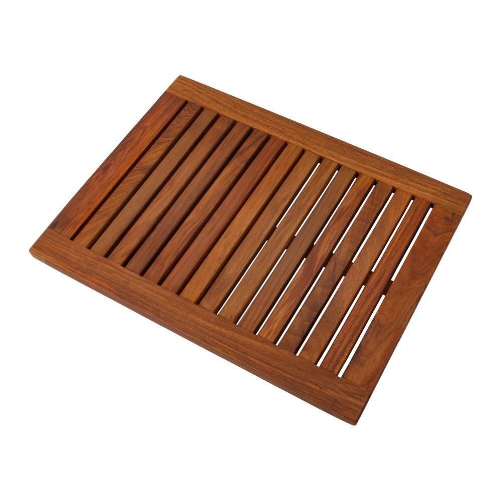 Nordic Teak 23.6" x 17.7" Oiled Shower and Bath Mat with Frame