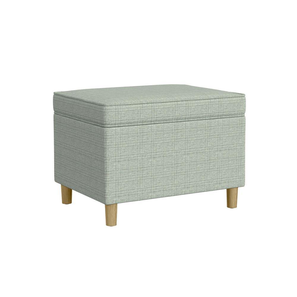HomePop 24" Dinah Storage Ottoman Sage: Upholstered Footstool, Traditional Rectangle Shape, Spot Clean