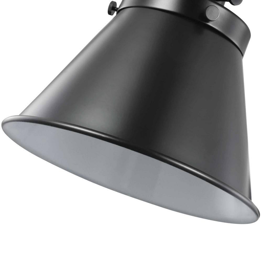 Progress Lighting Hinton 1-Light Swing Arm Wall Bracket, Black Steel, Metal Shade