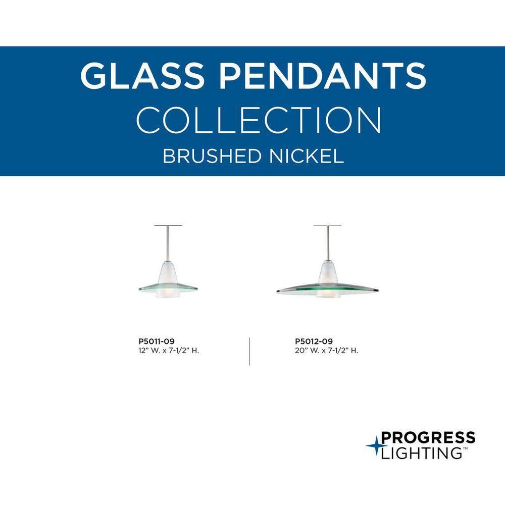 Progress Lighting, Contemporary Stem-Hung Pendant, 1 Light, Brushed Nickel, Clear Glass Shade