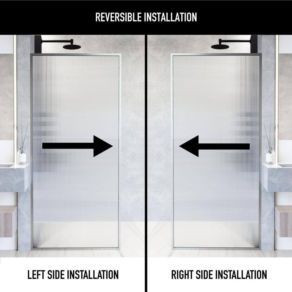 Meridian 34" W x 74" H Fixed Framed Shower Screen with 3/8" Glass