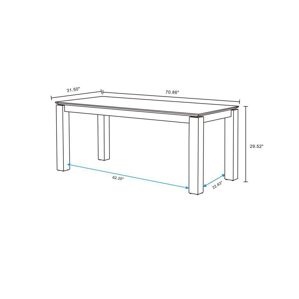 Manhattan Comfort 9pc 70.86" Rockaway & Colbert Dining Set: Upholstered Chairs, Ash Wood Frame
