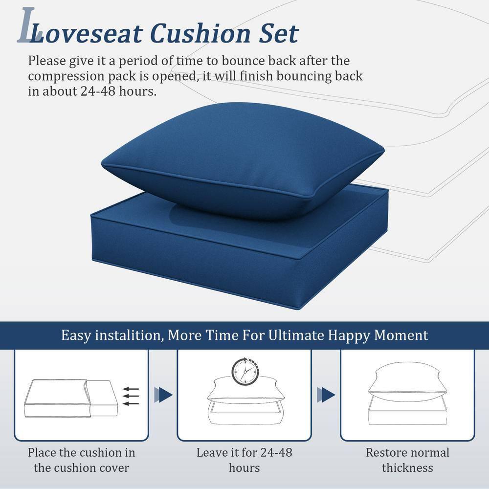 Outdoor Patio Chair Cushions Set 22 L X 22 W X 4 H Waterproof & Fade Resistant Deep Seat and Back Cushions with Removable Covers Outdoor Seat Cushion Set for Chairs and Sofas