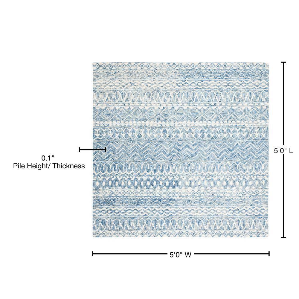 Micro-Loop MLP502 Hand Tufted Indoor Area Rug - Blue/Ivory - 5'x5' - Safavieh