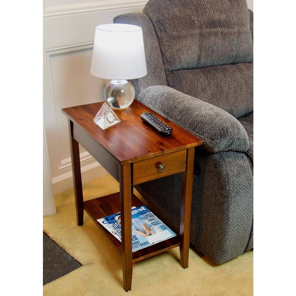 Solid Acacia Wood 23 in. Mahogany Recliner End Table