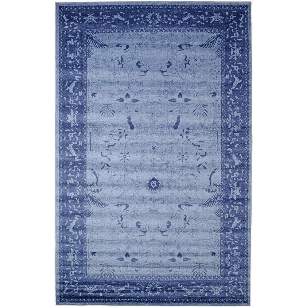 Unique Loom 10' 6 x 16' 5 Blue La Jolla Floral Area Rug
