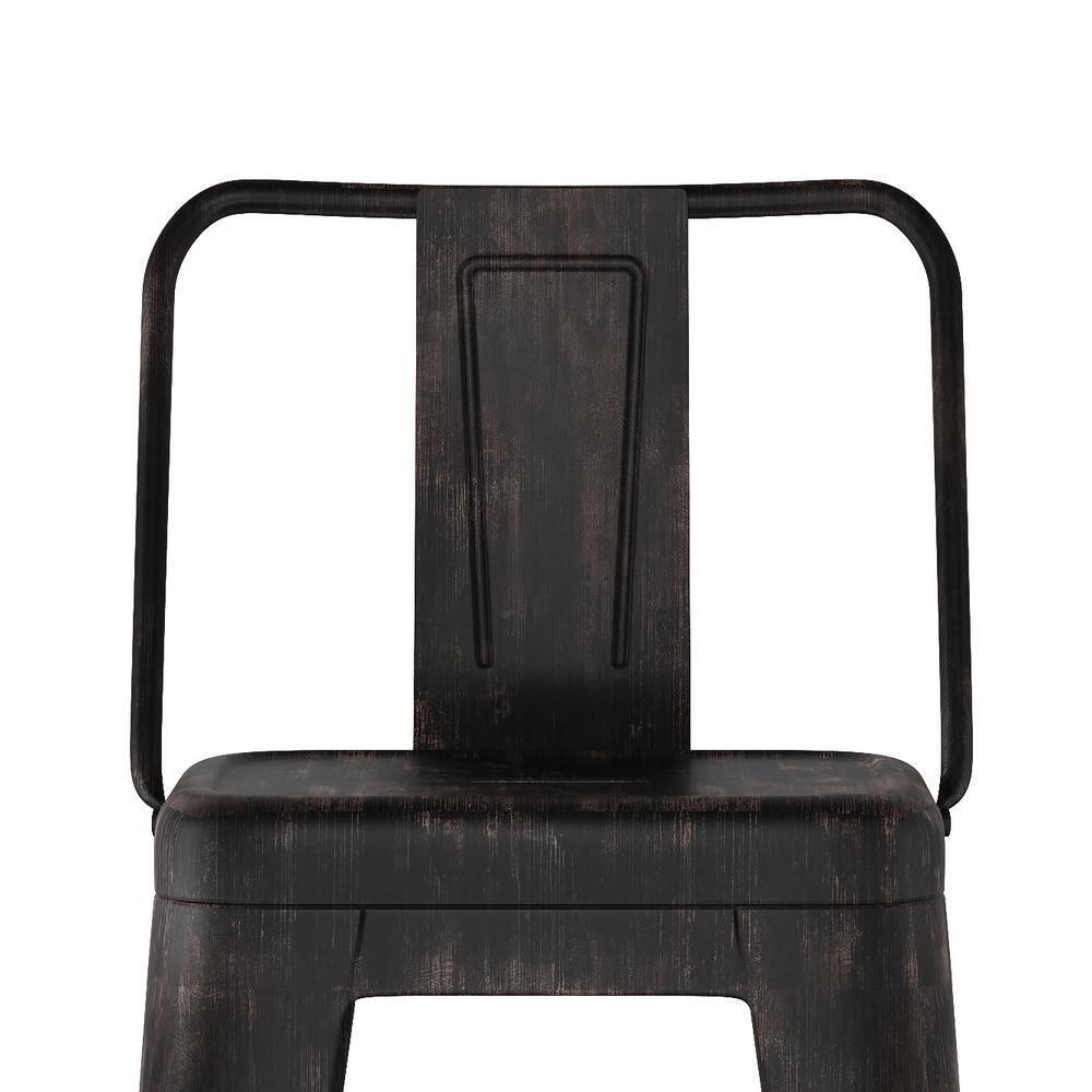 Simpli Home Rayne 30" Metal Bar Stool in Distressed Black (Set of 2)