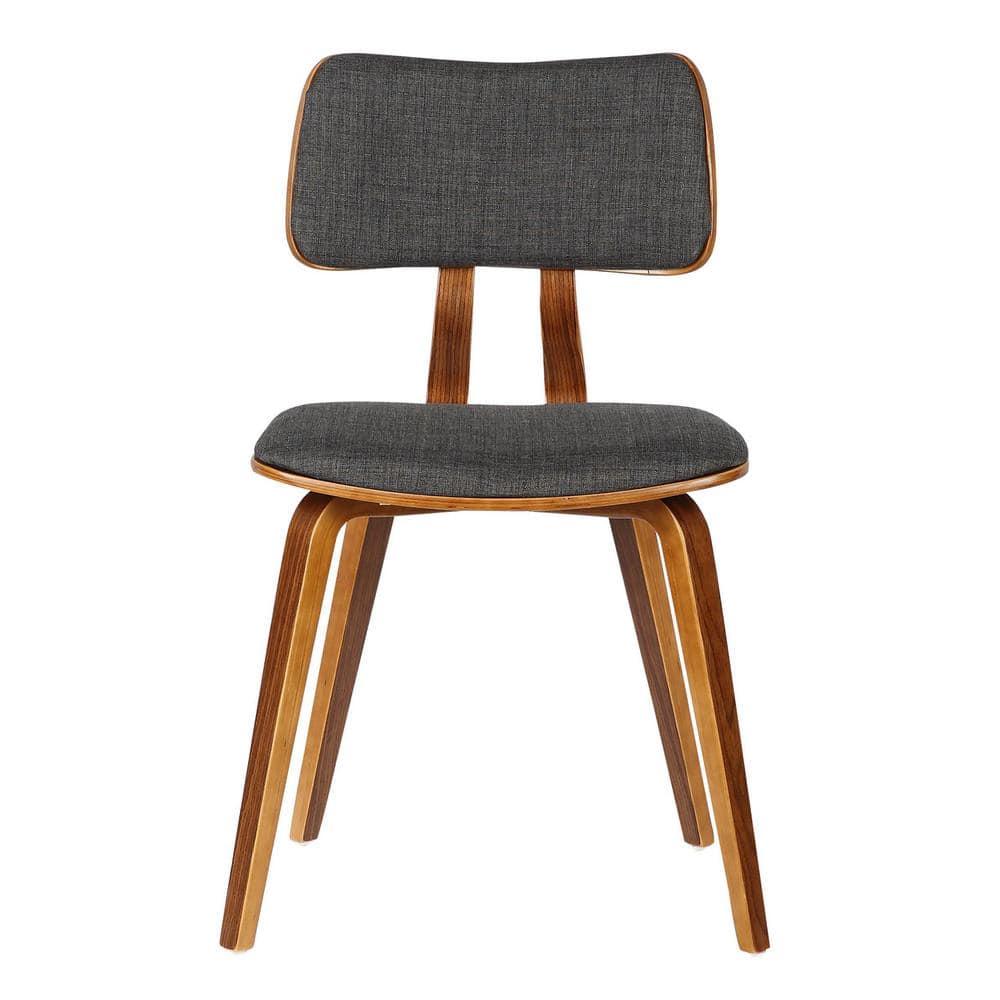 Jaguar Mid-Century Modern Kitchen Dining Table Accent Chair in Walnut Wood and Charcoal Fabric