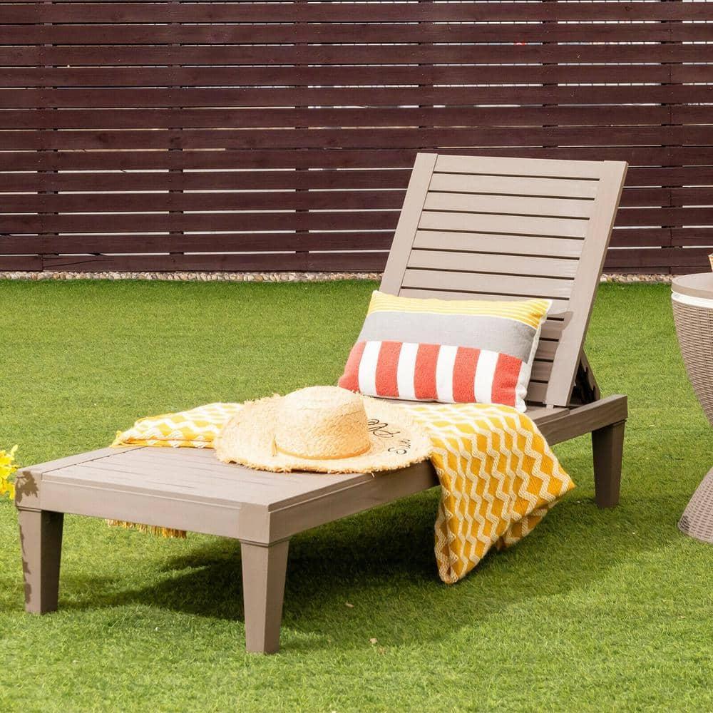 Topcobe Silla Reclinable de Exterior con Respaldo Ajustable en 5 Posiciones, Muebles para Terraza de Piscina, Marrón