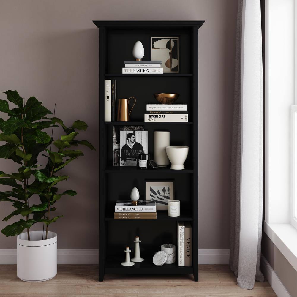 Simpli Home Amherst 30"W Solid Wood 5 Shelf Bookcase with Adjustable Shelves & Reviews | Wayfair