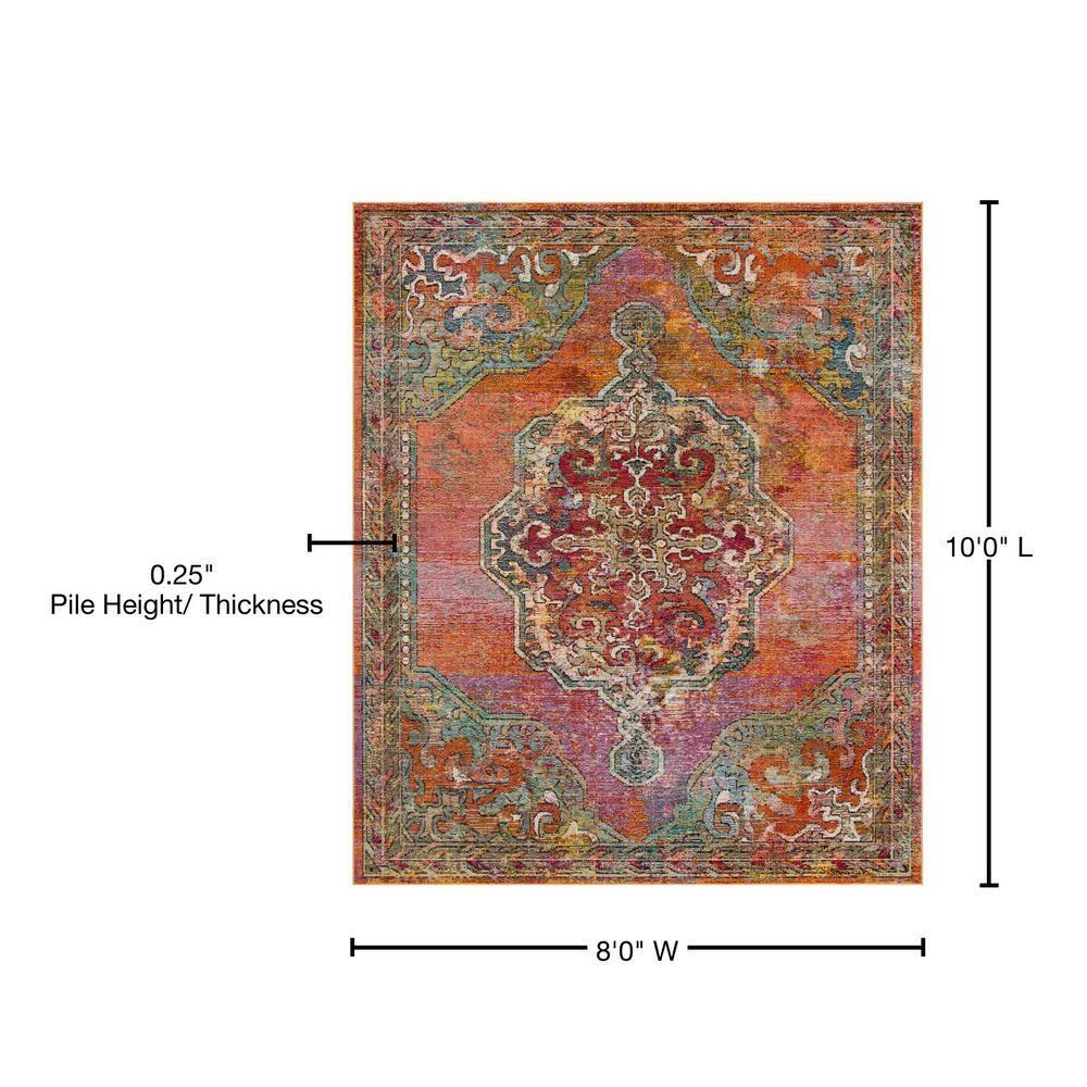 Crystal CRS502 Power Loomed Area Rug - Orange/Light Blue - 8'x10' - Safavieh.