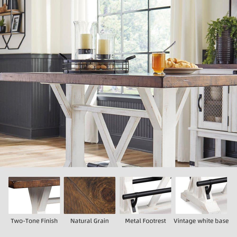 Signature Design By Ashley Casual Valebeck Counter Height Dining Table White/Brown