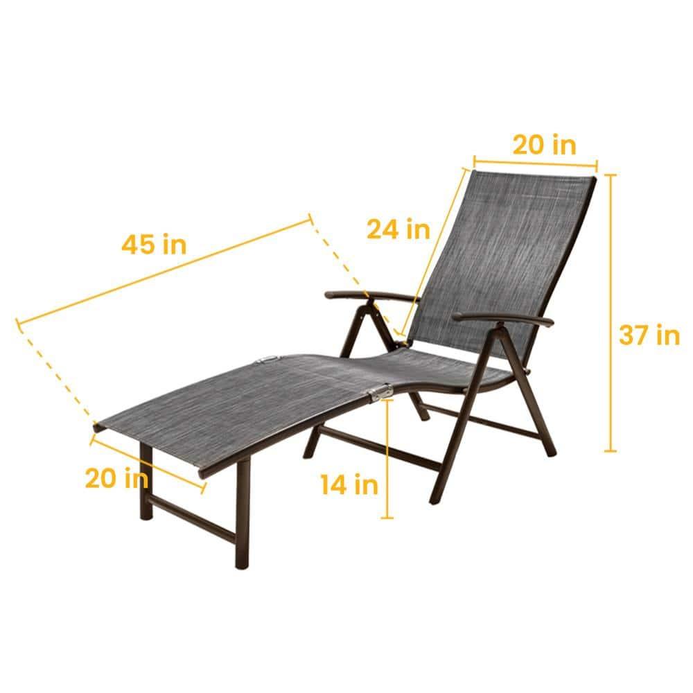 2pc Outdoor Aluminum Adjustable Chaise Lounges - Black/Gray - Crestlive Products: Foldable, Weather-Resistant, No Assembly Required