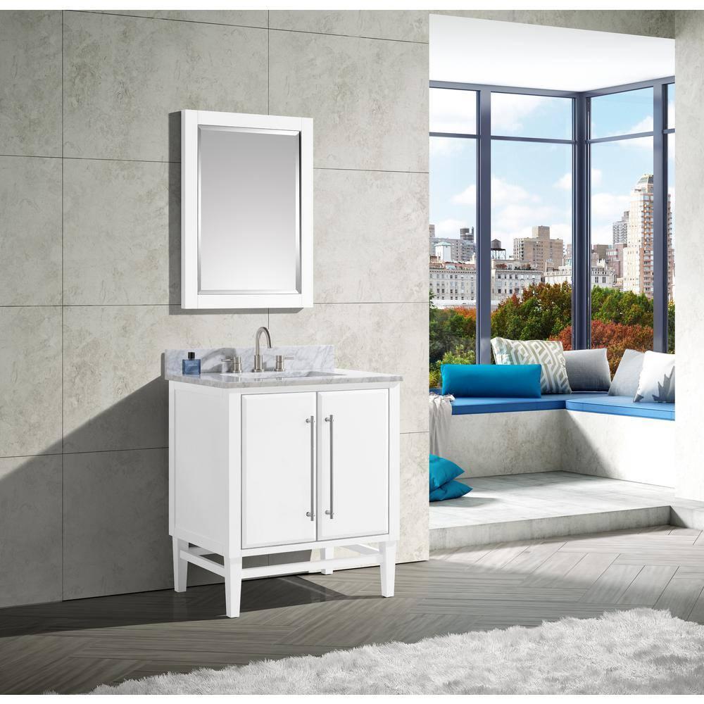 AVANITY  Mason 24 in. Wall Mounted Mirror with Brushed Silver Trim - 24"W x 32"H White White
