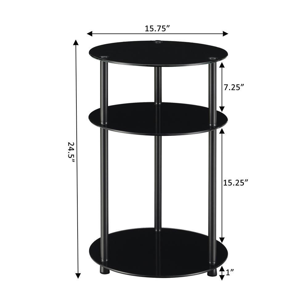 Convenience Concepts Designs2Go Classic Glass 3-Tier Round Table, Black Glass