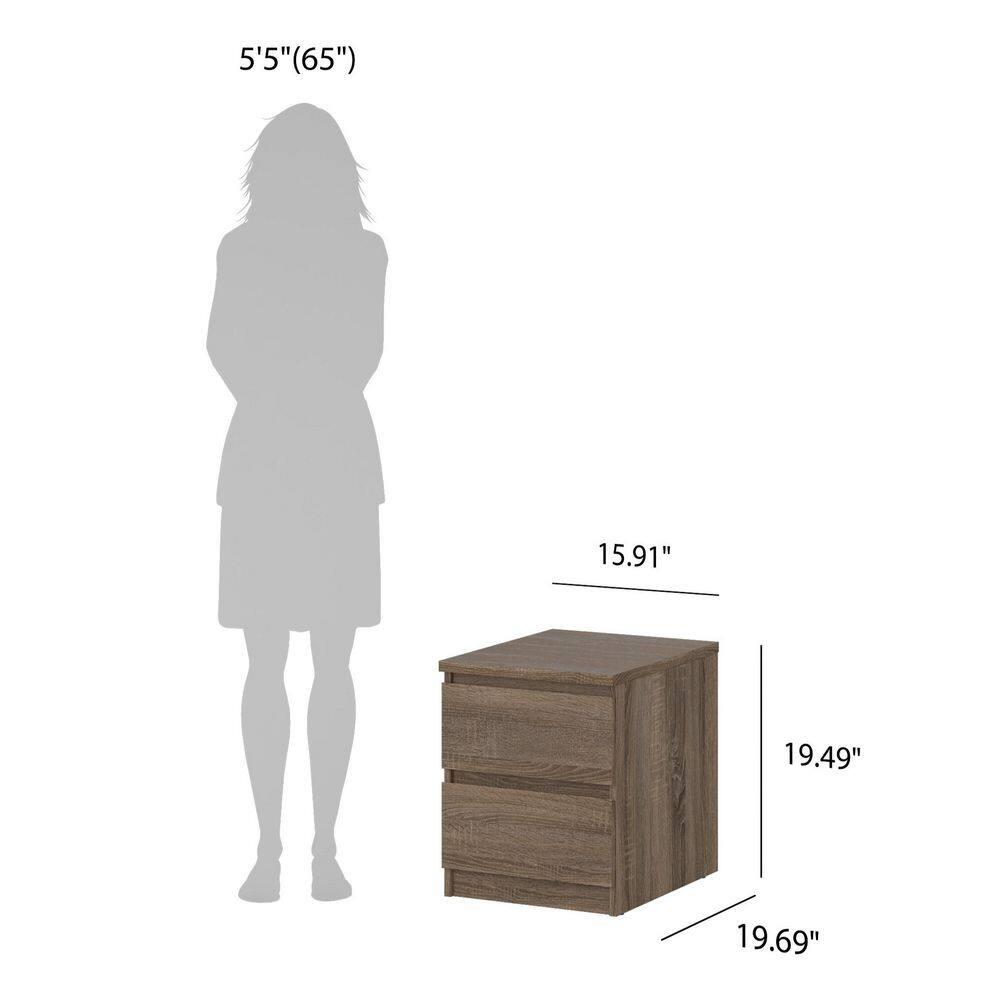 Tvilum Scottsdale 2 Drawer Bedroom Nightstand for Adults, Truffle Oak