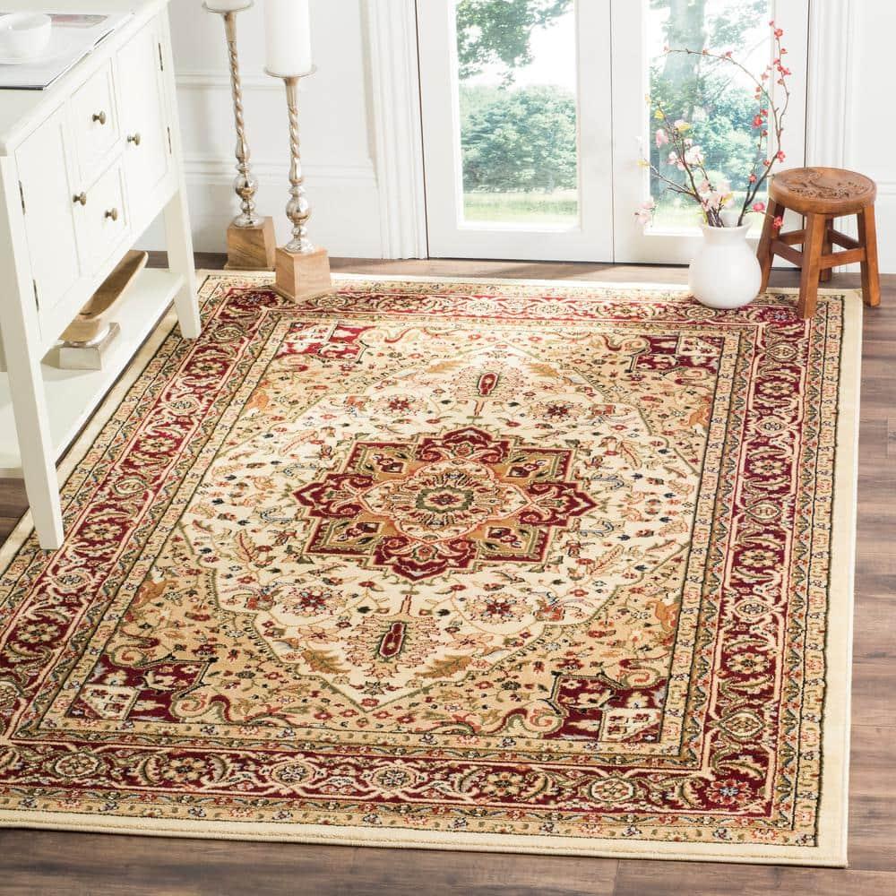 Lyndhurst Heriz LNH330 Power Loomed Area Rug - Ivory/Red - 9'x12' - Safavieh