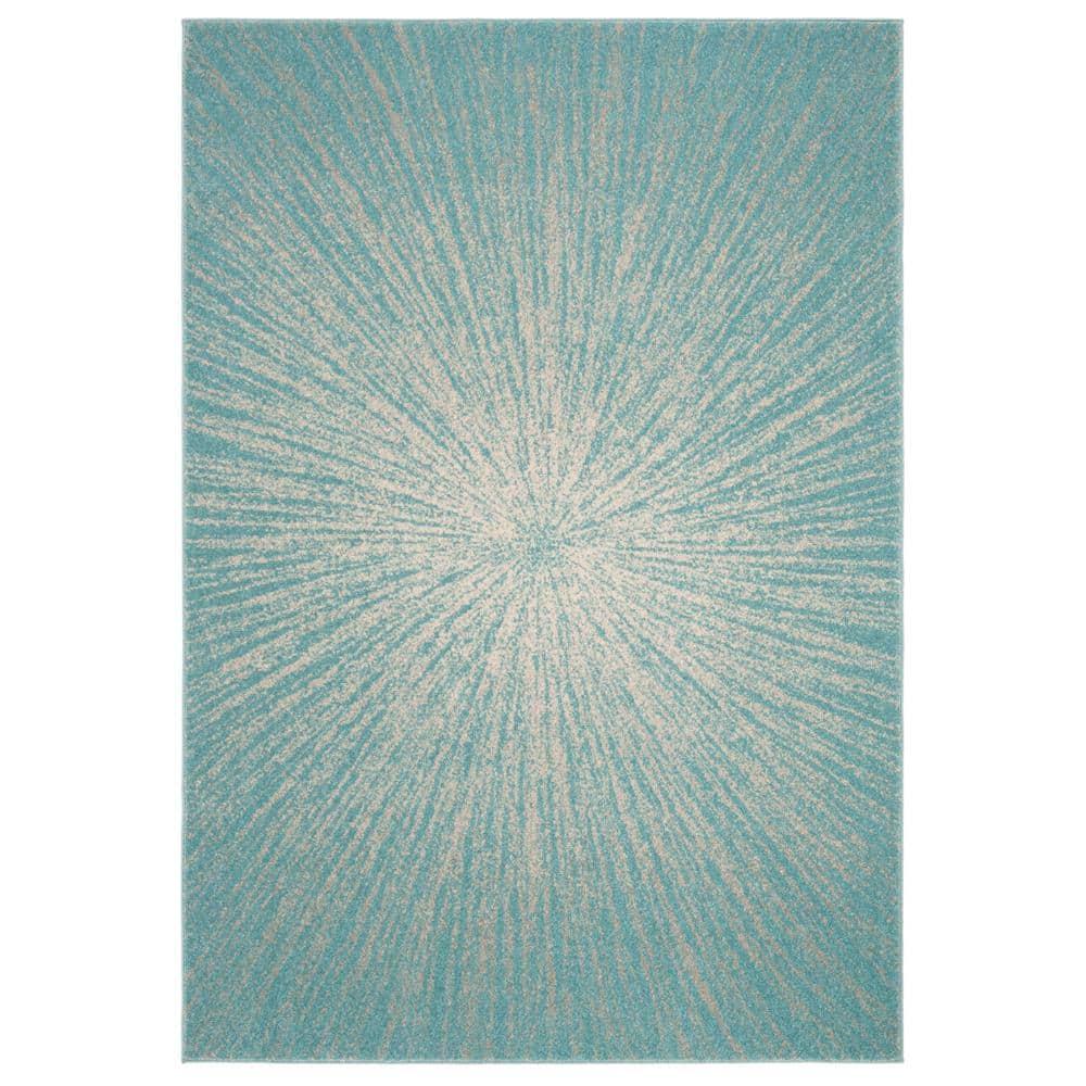 Evoke EVK228 Power Loomed Indoor Area Rug - Aqua/Ivory - 4'x6' - Safavieh