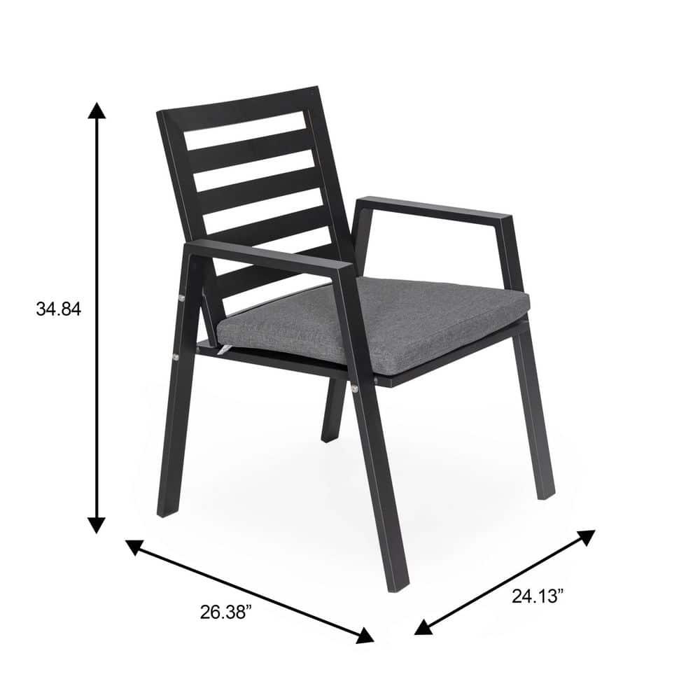 7-Piece Patio Dining Set With 60" Round Aluminum Dining Table And 6 Dining Armchair