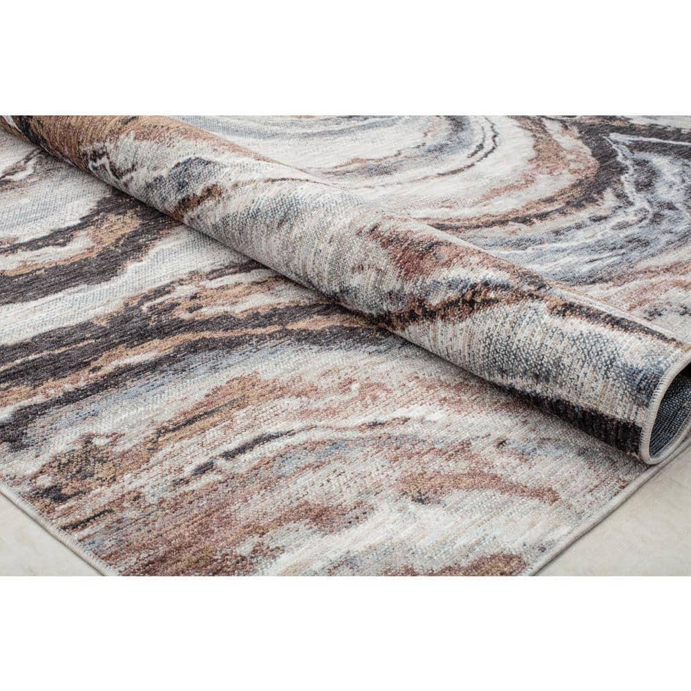 Mason Brooks Cressida CA10A River Reflection Abstract Contemporary Gray Area Rug for Dining Room Rug Neutral Rug Living Room Rug Kitchen, 2'6" x 8'