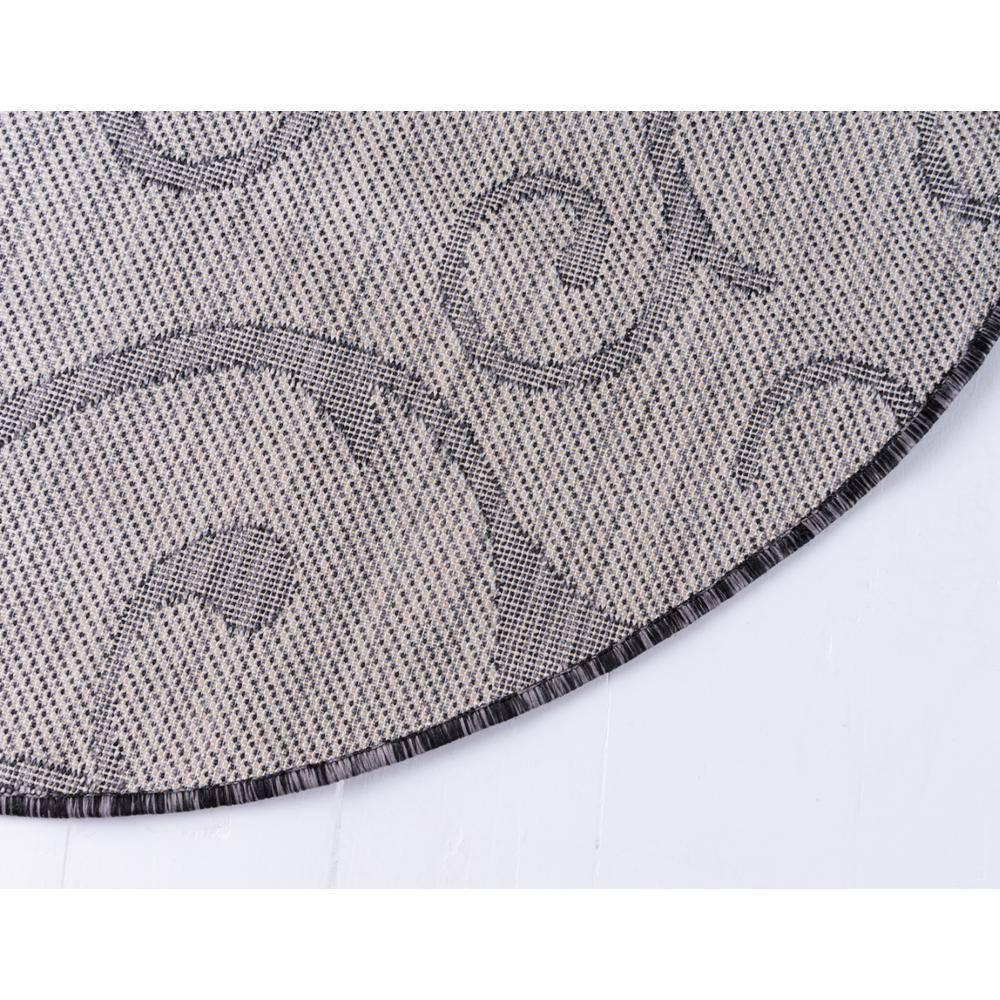 Unique Loom 4' 0 x 4' 0 Round Indoor/Outdoor Botanical Charcoal Gray Area Rug