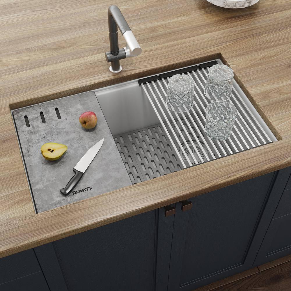 Ruvati 33-inch Undermount Workstation Granite Composite Kitchen Sink
