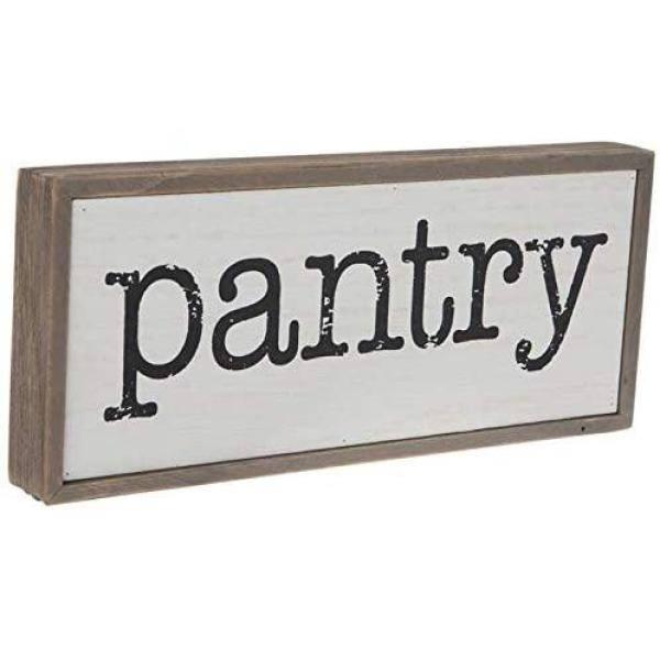 Parisloft Pantry Rustic Wood Block Sign, Small Farmhouse Tabletop Decor for Kitchen