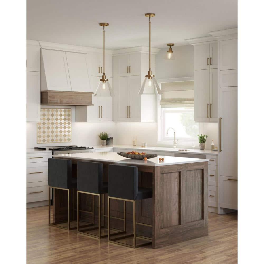 Progress Lighting Hinton 1-Light Industrial Pendant, Vintage Brass, Seeded Glass Shade