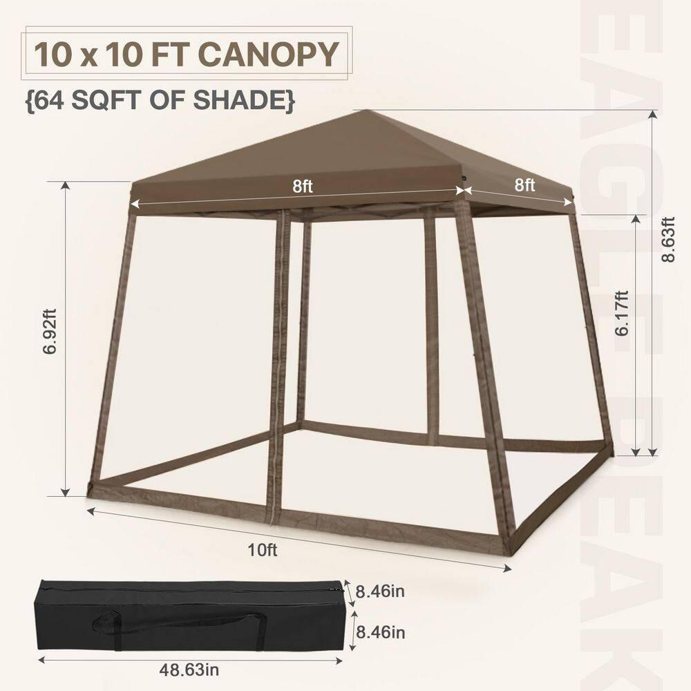COOS BAY 10 Ft. W X 10 Ft. D Steel Pop Up Slant Leg Patio Gazebo With Netting