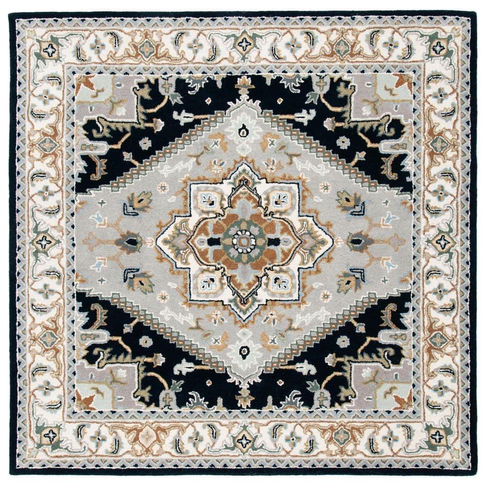 Heritage HG625 Handmade Area Rug - 8'x8' - Grey/Navy - Safavieh