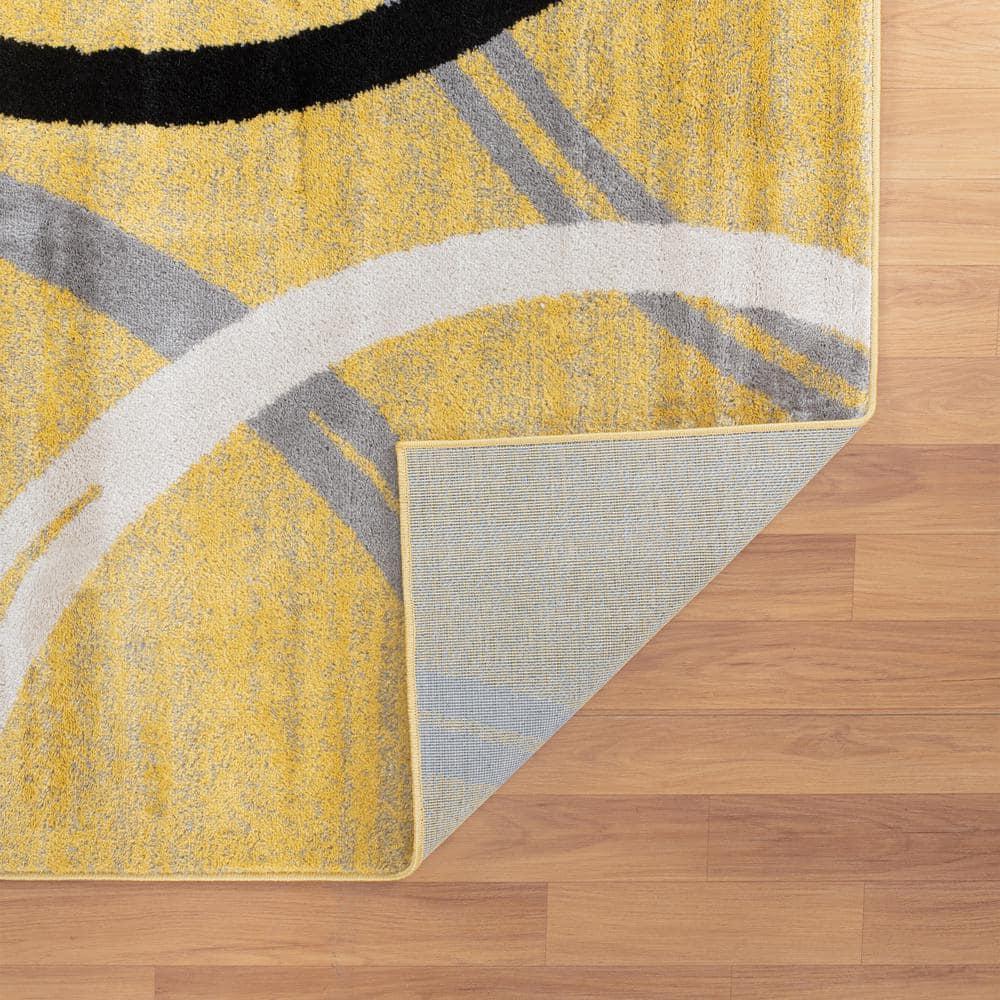 World Rug Gallery Contemporary Abstract Circles Design 2'x3' Yellow Area Rug