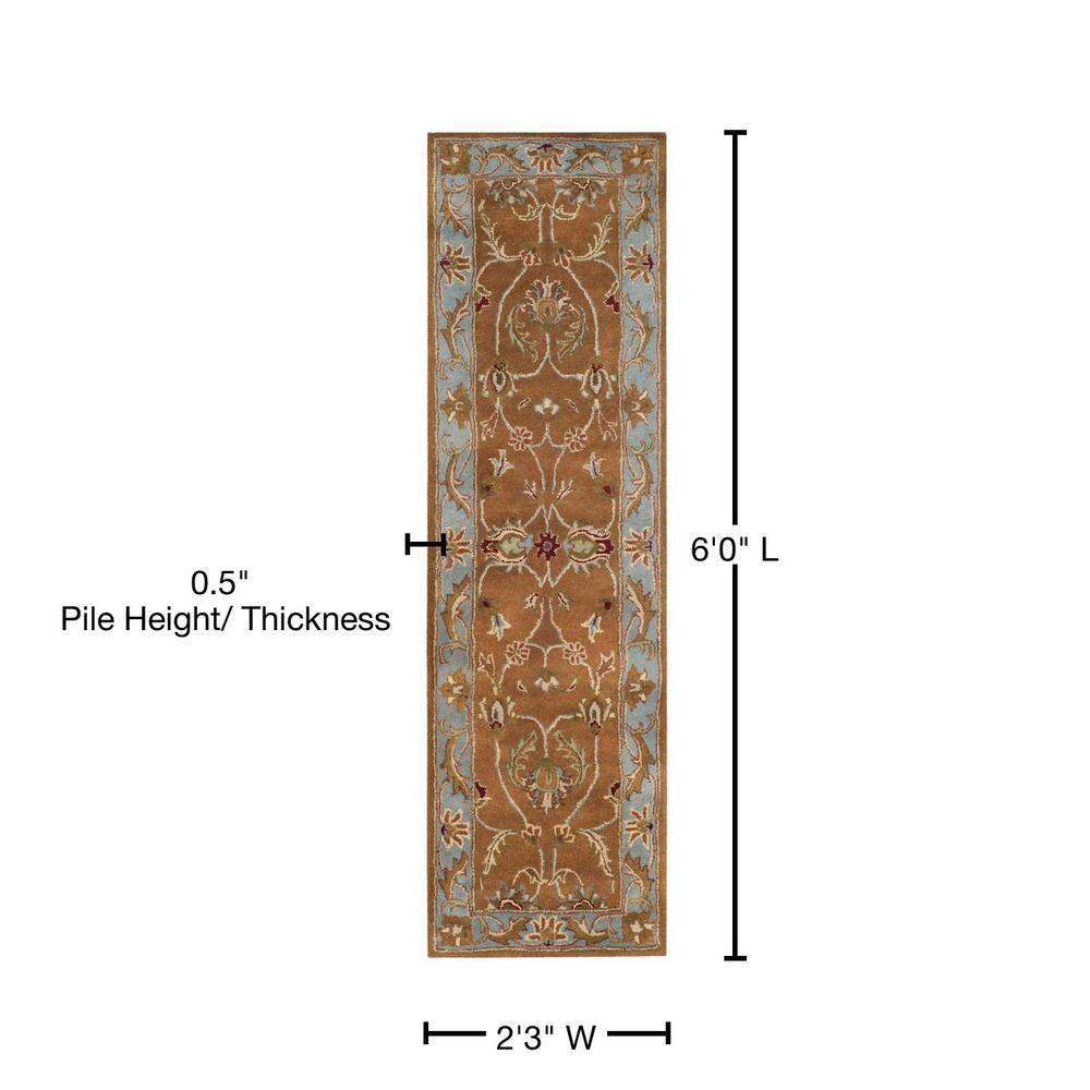 Heritage HG812 Hand Tufted Runner Rug - Brown/Blue - 2'3"x6' - Safavieh.