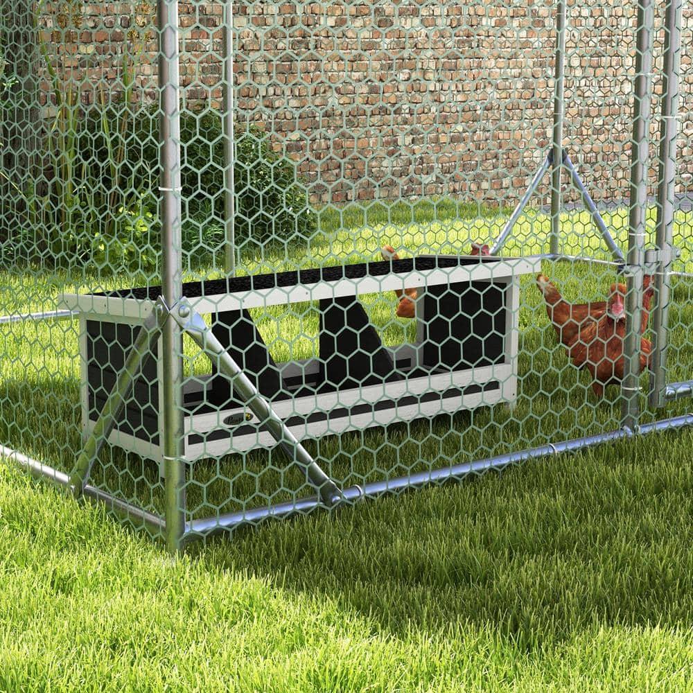 Gray Wooden 3-Hole Chicken Nesting Box with Asphalt Roof