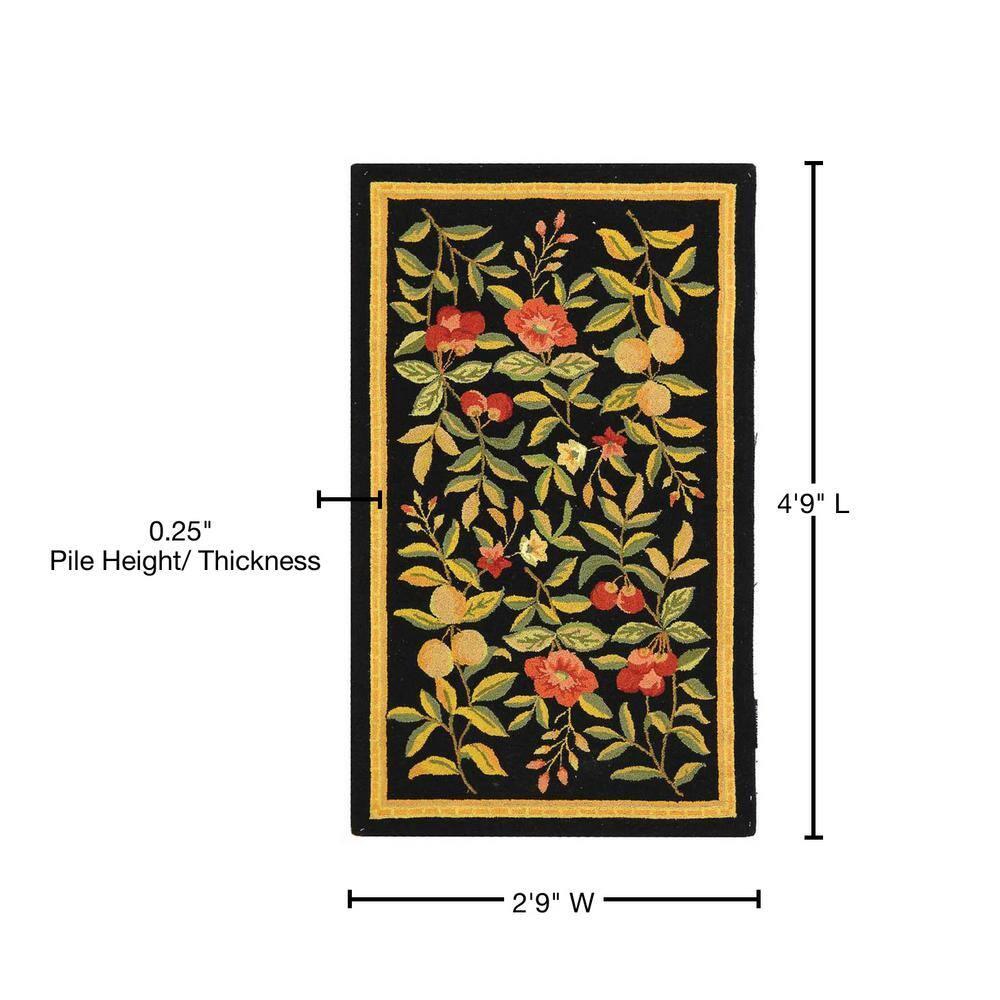 Chelsea HK210 Hand Hooked Accent Rug - Black - 2'9"x4'9" - Safavieh.