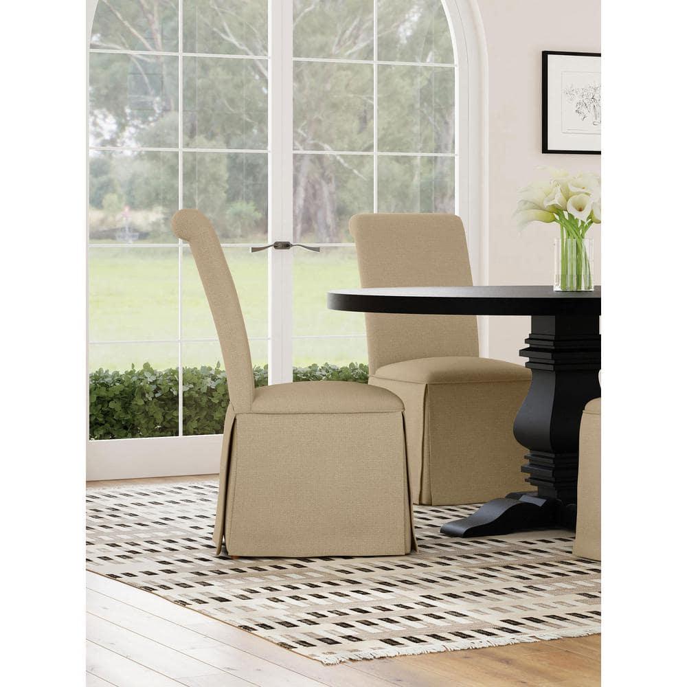Coaster Shawna Fabric Upholstered Skirted Dining Chair in Khaki