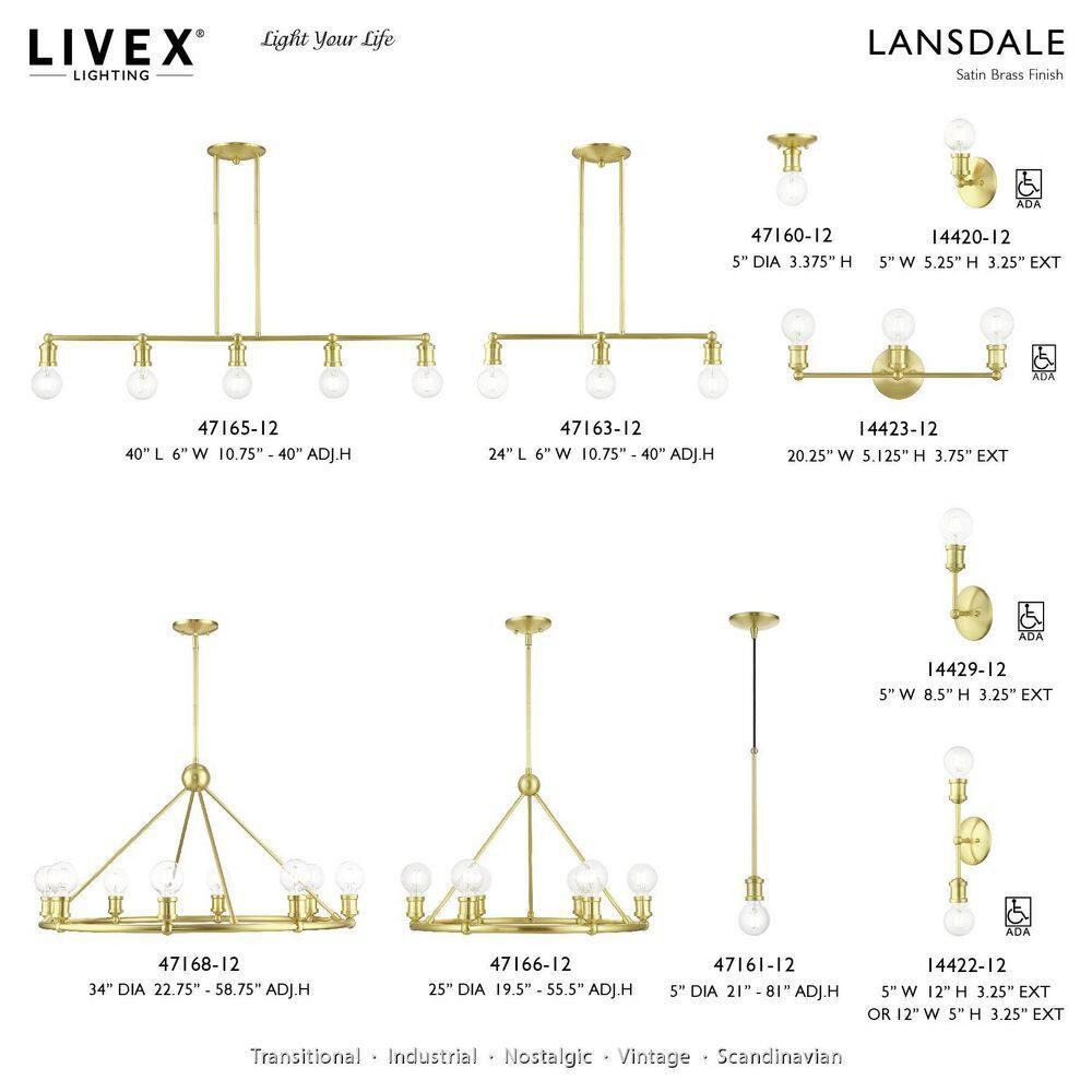 Livex Lighting Lansdale 1 - Light Pendant in  Satin Brass