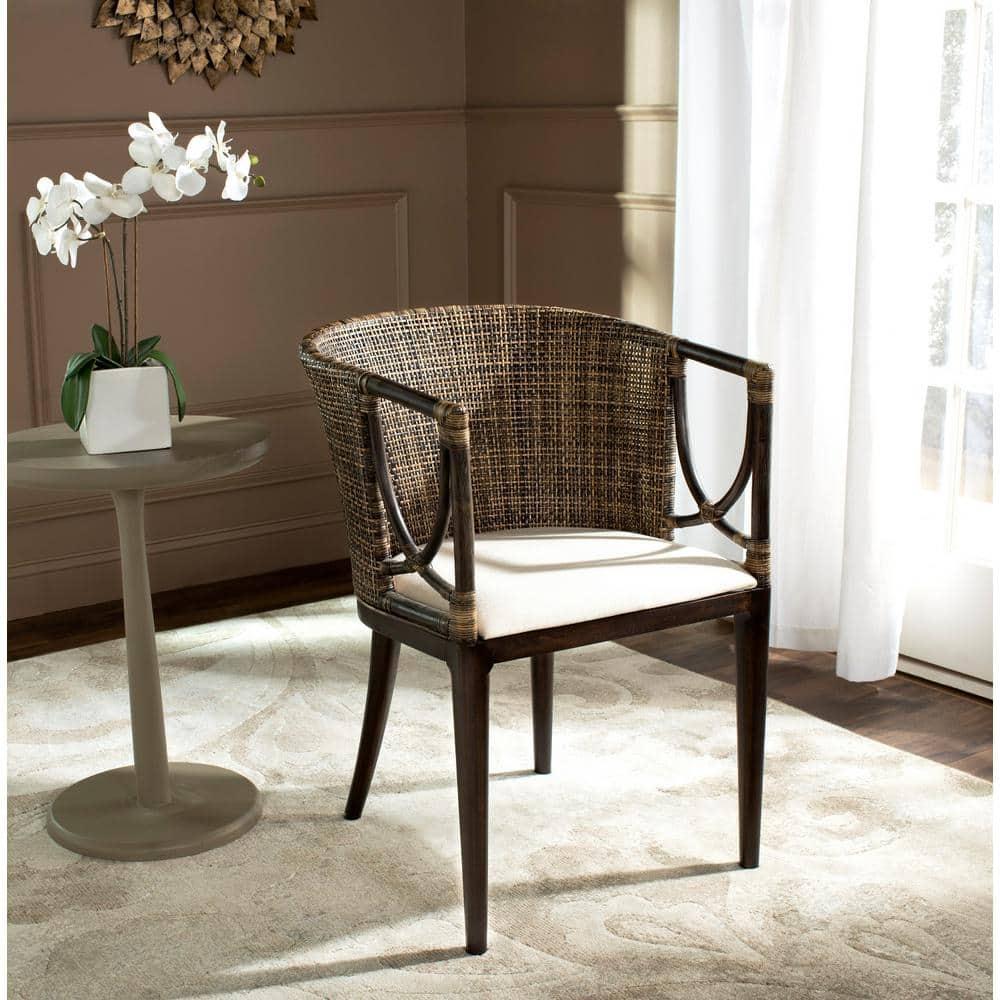 Beningo Arm Chair - SEA4001A - Brown/White - Safavieh