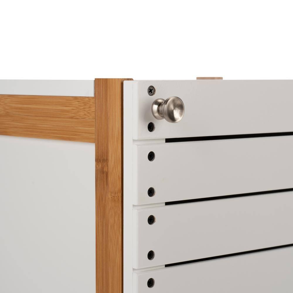 Deluxe Bamboo Floor Cabinet with Accent Slats Brown/White - Organize It All