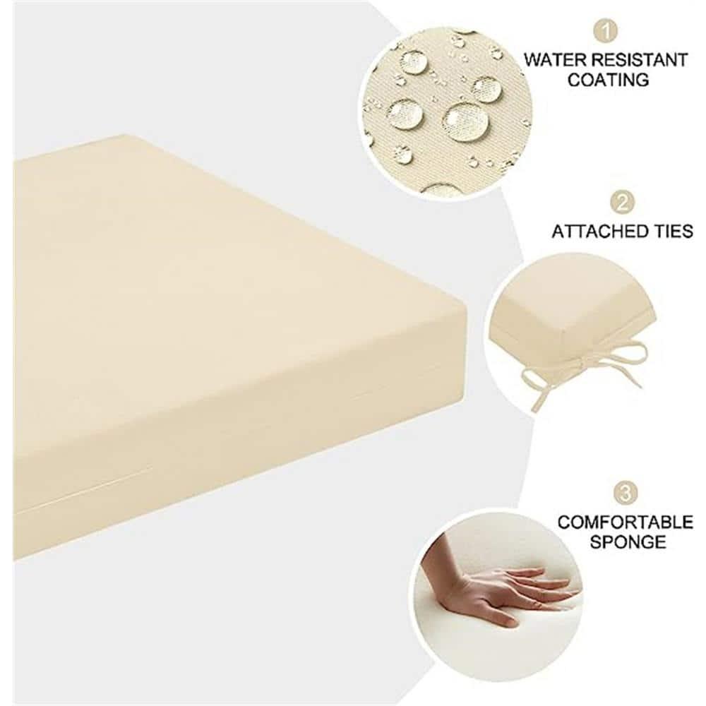 LOVTEX Outdoor Chair Cushions Set of 4, Waterproof Patio Chair Cushions with Ties, 18.5 x 16 x 3 inch, Khaki