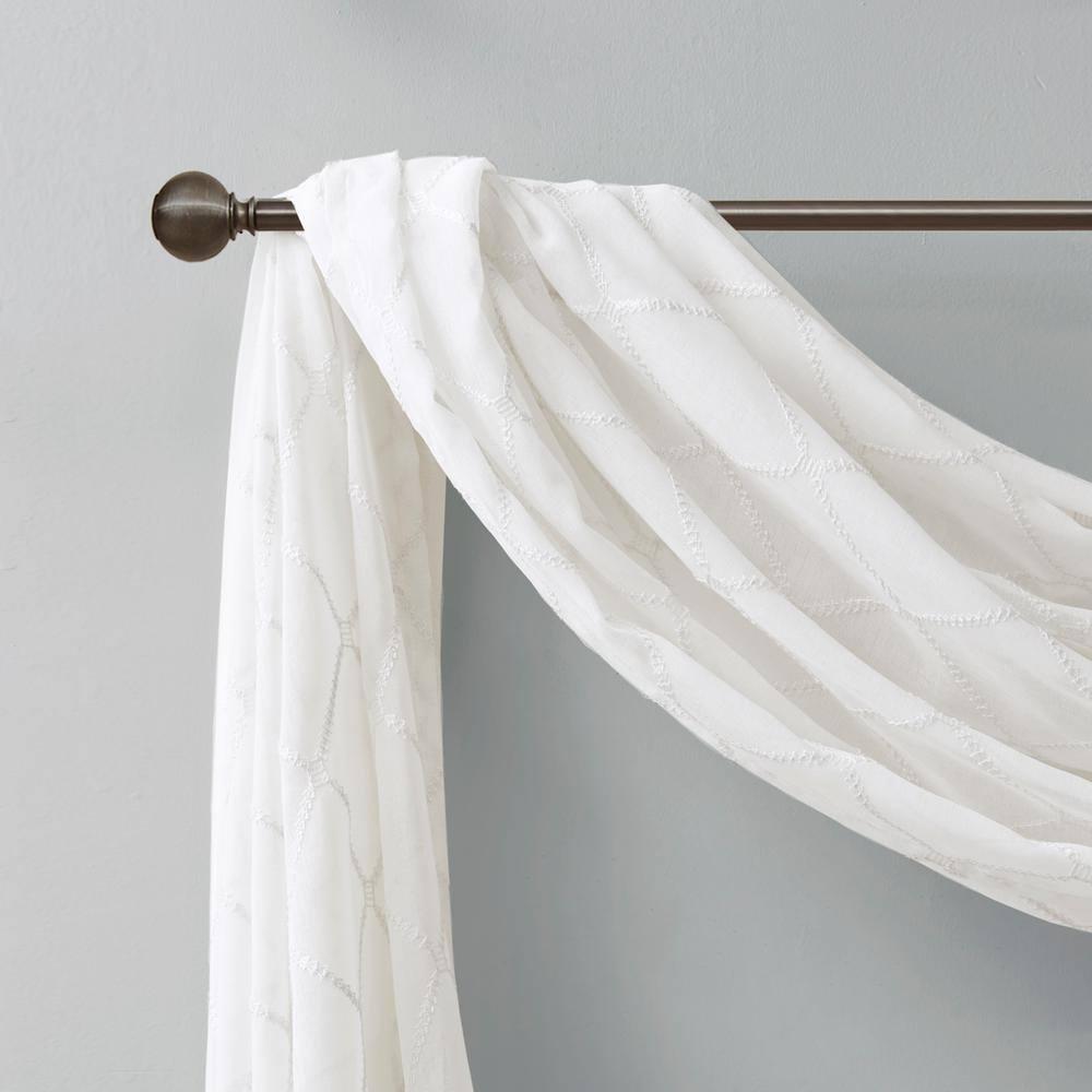 Madison Park Irina Solid Sheer Embroidered Window Scarf