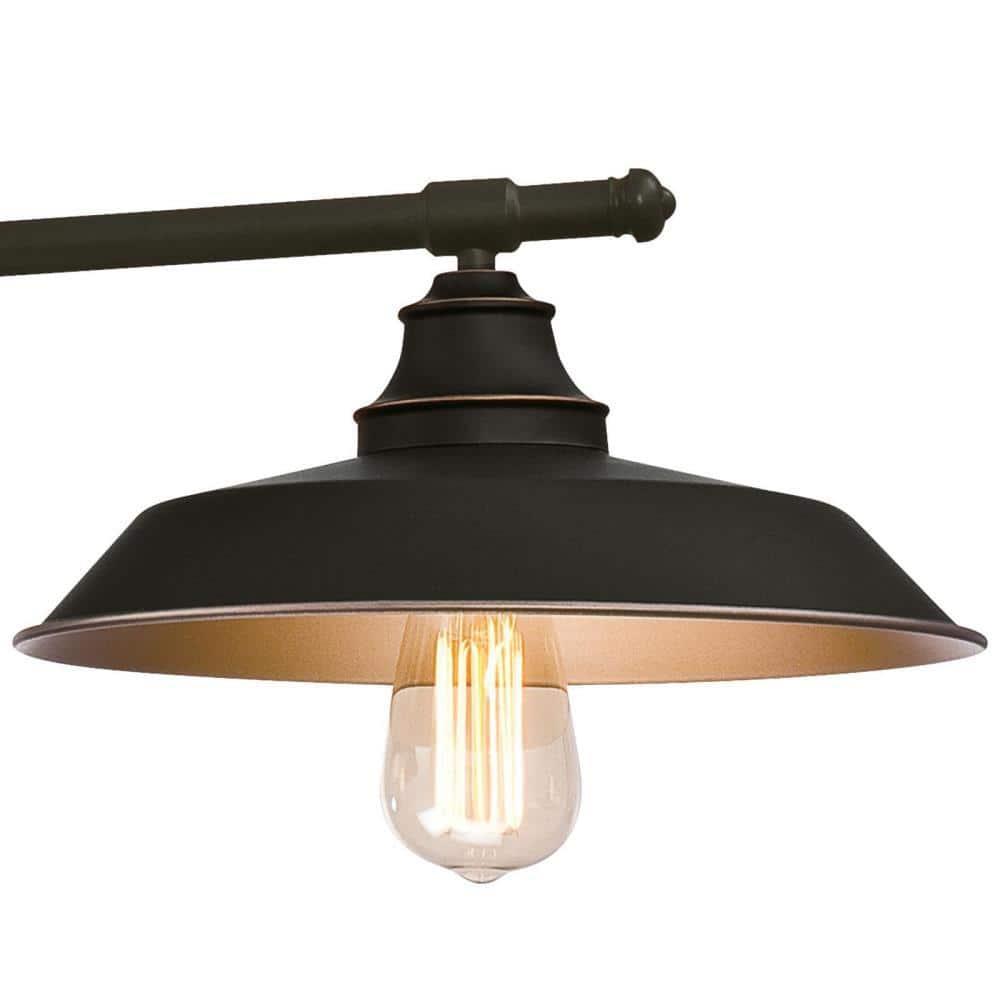 Westinghouse 6332500 Iron Hill Three-Light Indoor Island Pulley Pendant, Finish with Highlights and Metallic Interior, 3, Oil Rubbed Bronze/Bronze