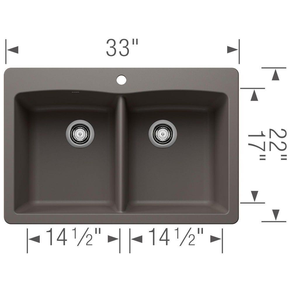 Diamond SILGRANIT 33" L x 22" W Double Bowl Drop-In/Undermount Kitchen Sink